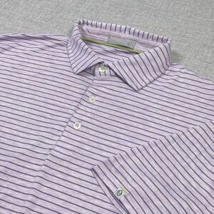 Tasc Performance Polo Shirt Mens L Purple Striped Short Sleeve Modal Polyester